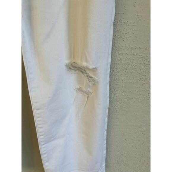 Express Woman White Mid Rise Ripped Boyfriend Jeans, Size 10R - Picture 7 of 11
